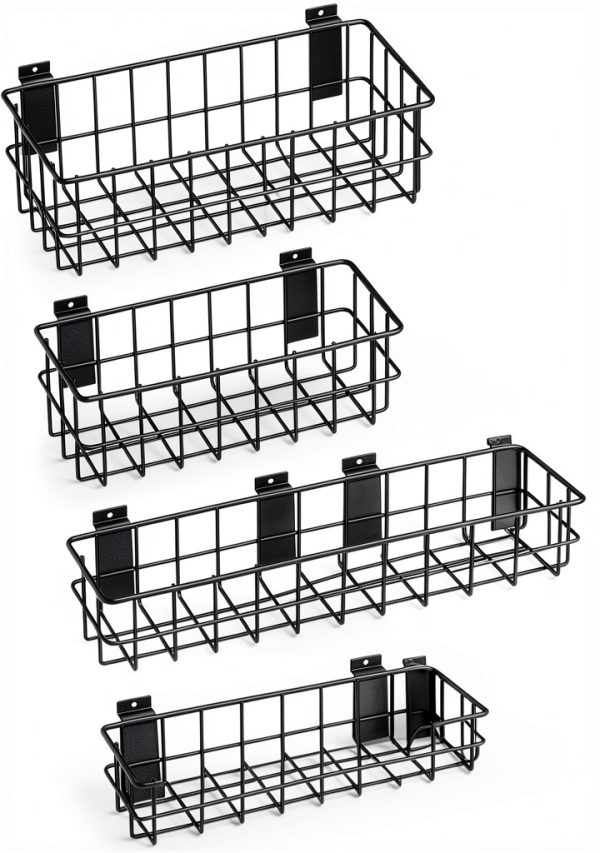 Slatwall Baskets MENEONE Carbon Steel L‑Shaped Set-0