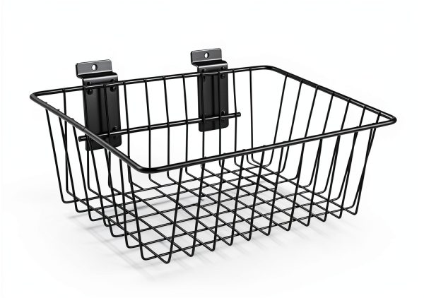 Polmart Slatwall Basket Black Steel Storage Industrial-1