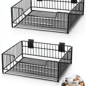 Maxdot Slatwall Baskets Black Metal Storage Organization-0