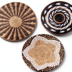 HJ Handwoven Bulrush Wall Baskets Boho Decor Set-0