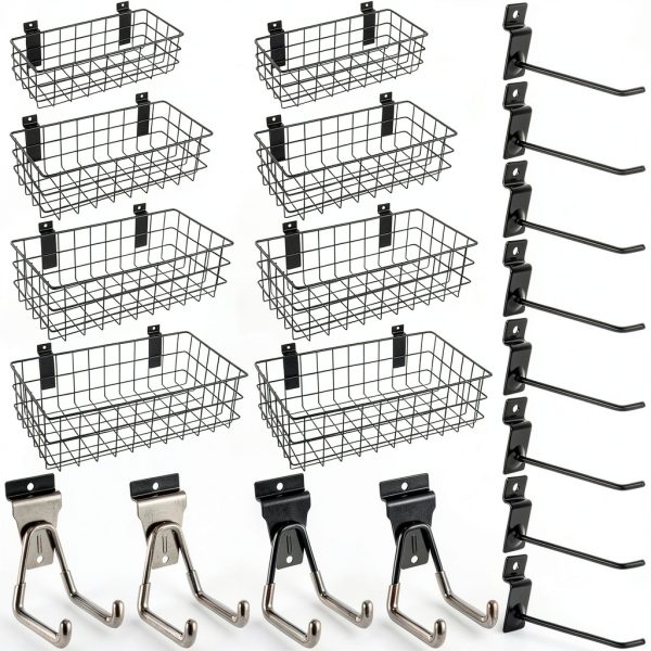 Chicmount Slatwall Baskets Steel Storage Organizer Kit-0