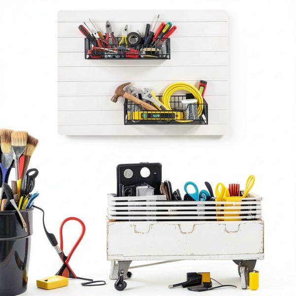 Maxdot Slatwall Baskets Black Metal Storage Organization-5