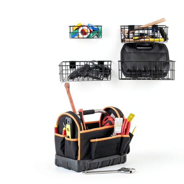 Hicarer Slatwall Baskets Metal Storage Modern Black Finish-5