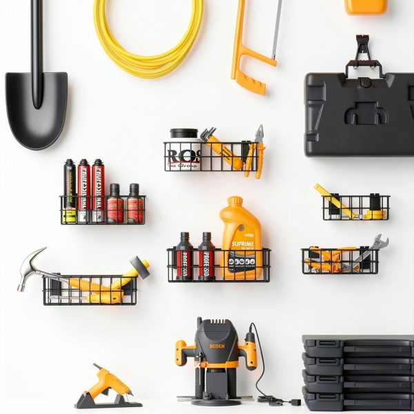 Slatwall Baskets MENEONE Carbon Steel L‑Shaped Set-3