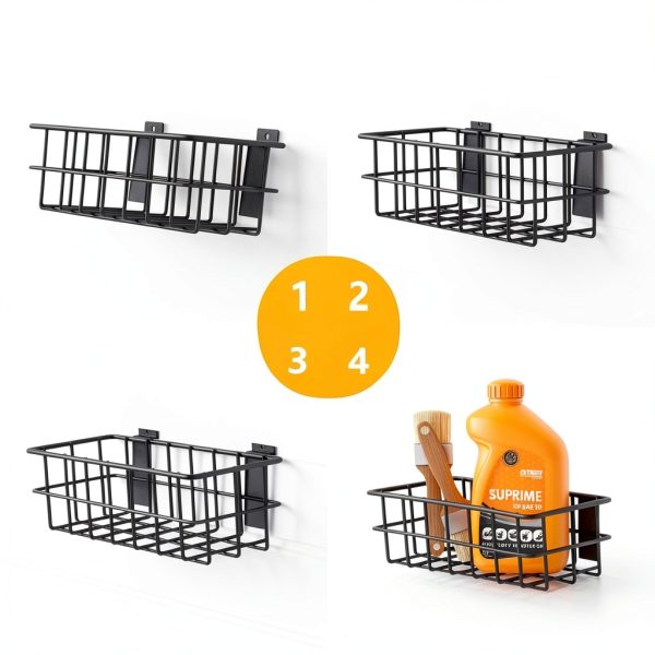 Slatwall Baskets MENEONE Carbon Steel L‑Shaped Set-6