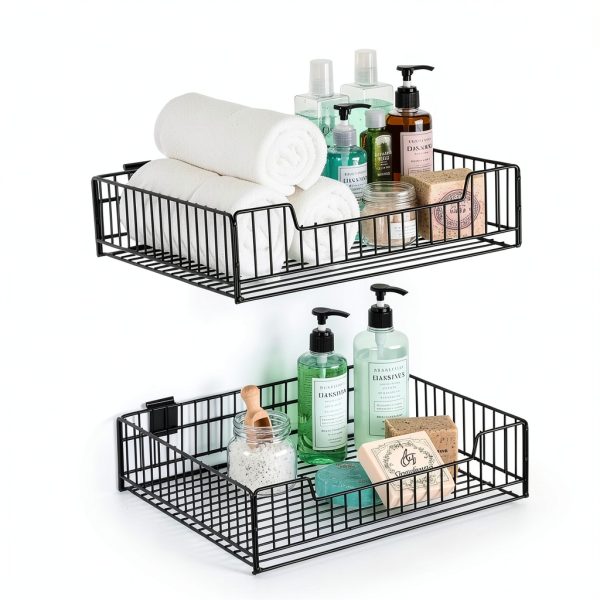 Maxdot Slatwall Baskets Black Metal Storage Organization-1