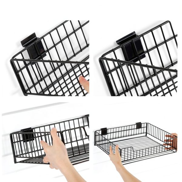 Maxdot Slatwall Baskets Black Metal Storage Organization-4