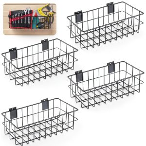 Froidesente Slatwall Baskets Steel Storage Wall Mounted-0