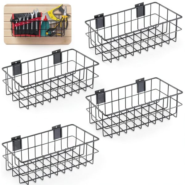 Froidesente Slatwall Baskets Steel Storage Wall Mounted-0