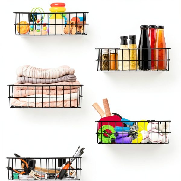 Froidesente Slatwall Baskets Steel Storage Wall Mounted-6