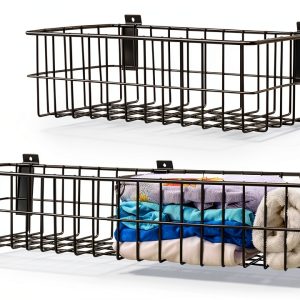 BAKEWAY Slatwall Baskets Steel Storage Garage Workshop-0