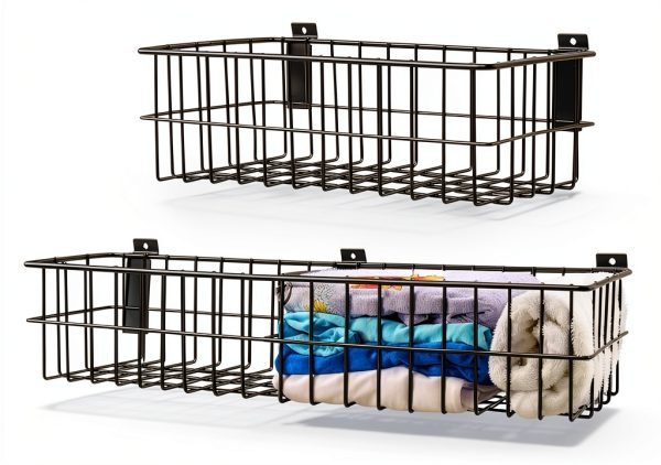 BAKEWAY Slatwall Baskets Steel Storage Garage Workshop-0