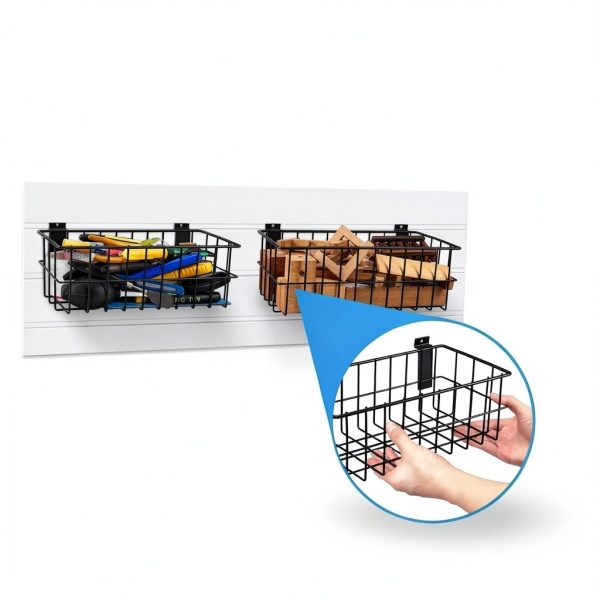 BAKEWAY Slatwall Baskets Steel Storage Garage Workshop-4