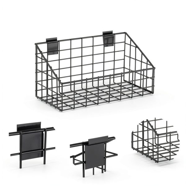 Slatwall Basket Vesici Vinyl Steel Wall Storage-2