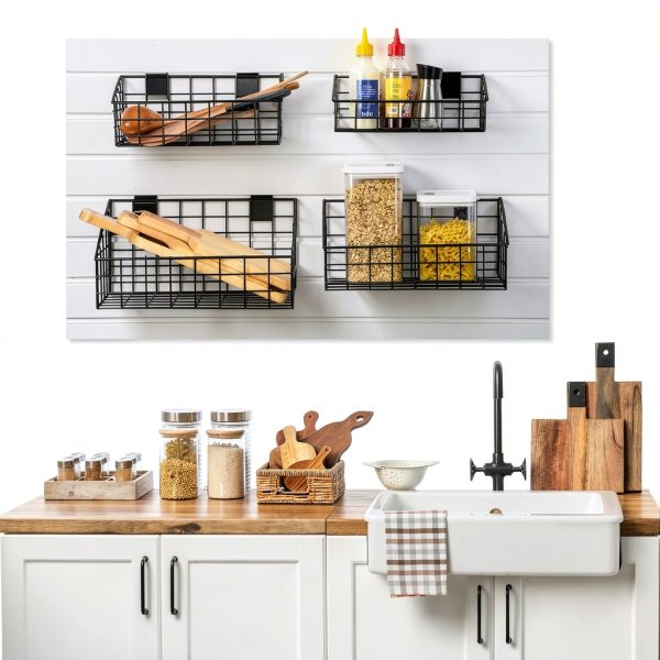 Slatwall Basket Vesici Vinyl Steel Wall Storage-5