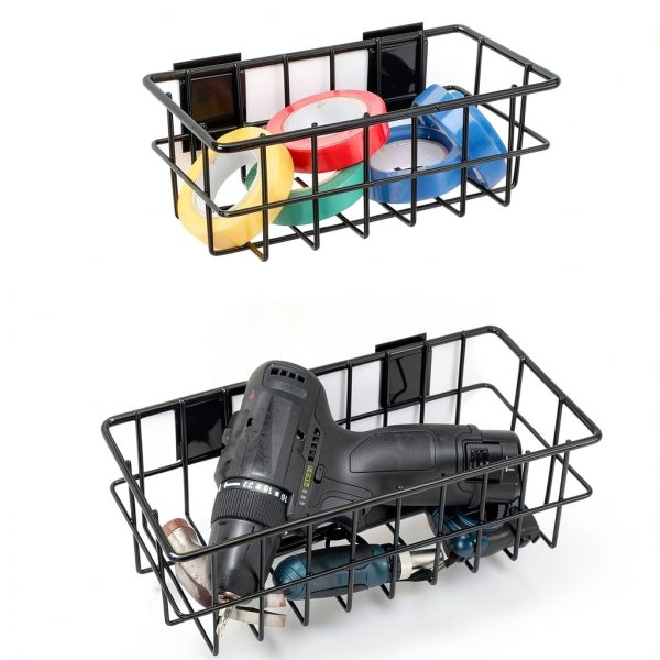 Hicarer Slatwall Baskets Metal Storage Modern Black Finish-1