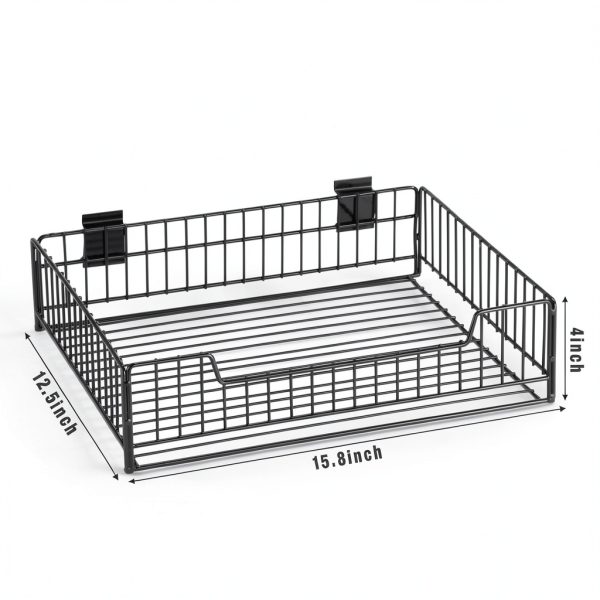 Maxdot Slatwall Baskets Black Metal Storage Organization-2