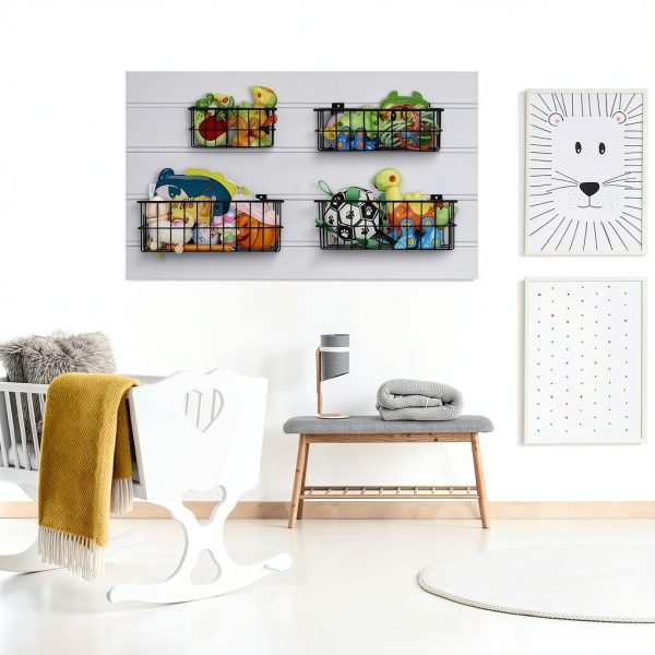 BAKEWAY Slatwall Baskets Steel Storage Garage Workshop-5