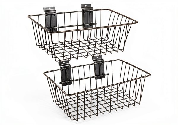 Polmart Slatwall Basket Black Steel Storage Industrial-0