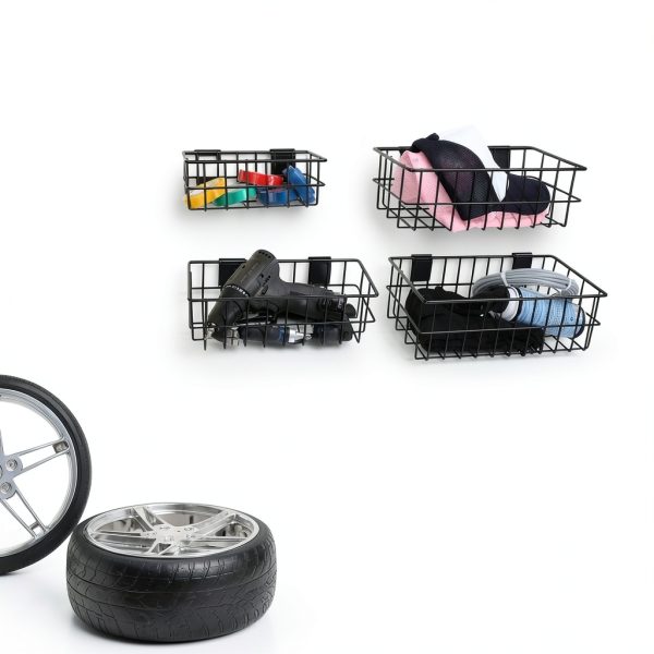 Hicarer Slatwall Baskets Metal Storage Modern Black Finish-6