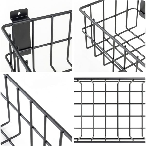 Slatwall Baskets MENEONE Carbon Steel L‑Shaped Set-5