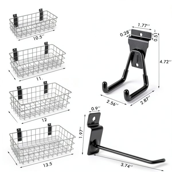 Chicmount Slatwall Baskets Steel Storage Organizer Kit-1