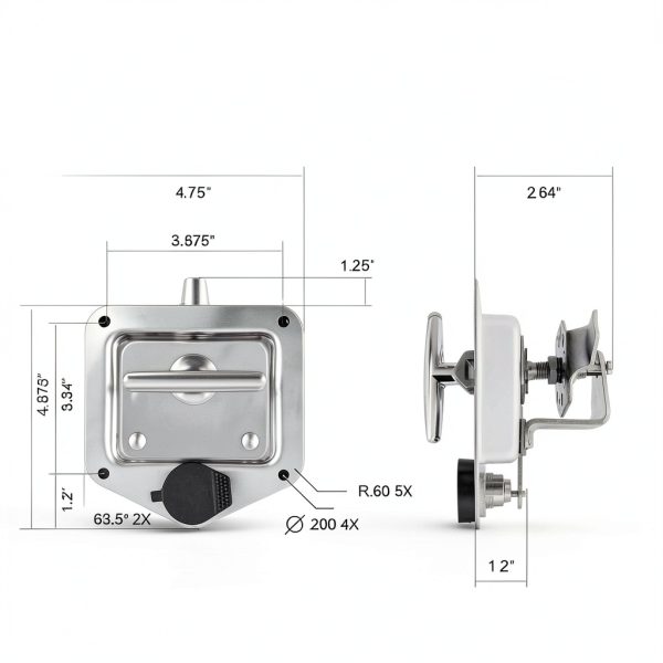 Tutor Auto Stainless Steel Trailer Door Latch Lock-2