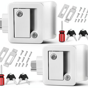 RV Door Lock Ramkle Aluminum Zinc Alloy 2 Lock Set White-0