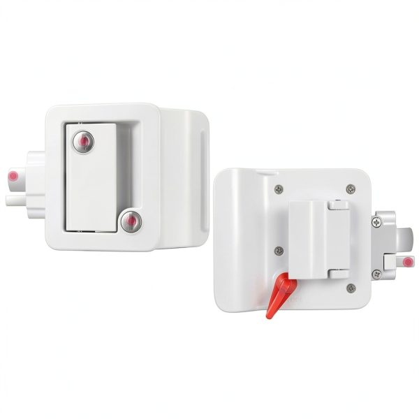RV Door Lock Ramkle Aluminum Zinc Alloy 2 Lock Set White-4