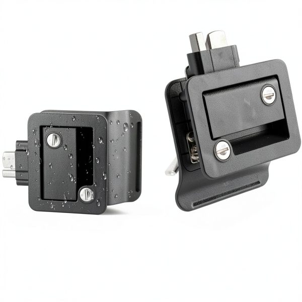 RV Door Latch Ramkle Aluminum Zinc Alloy Deadbolt 2‑Lock Black-2