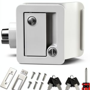 RV Door Latch Ramkle Metal Deadbolt 1 Lock White IP67 Waterproof-0