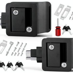 RV Door Latch Ramkle Aluminum Zinc Alloy Deadbolt 2‑Lock Black-0
