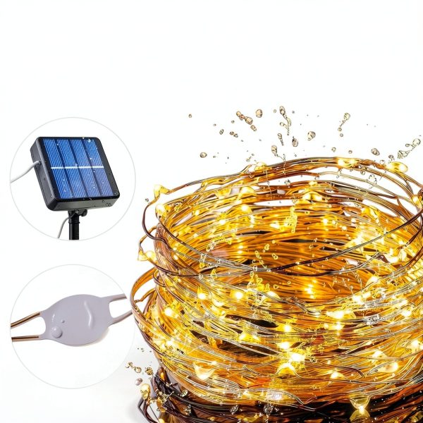 Joomer Solar Fairy Lights 2-Pack 80FT 240LED Waterproof Warm White-3