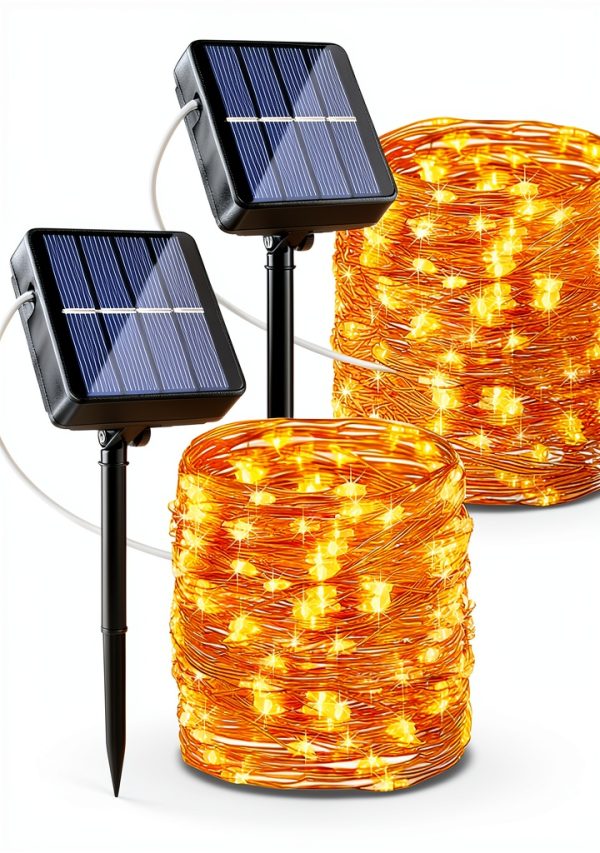 Joomer Solar Fairy Lights 2-Pack 80FT 240LED Waterproof Warm White-0